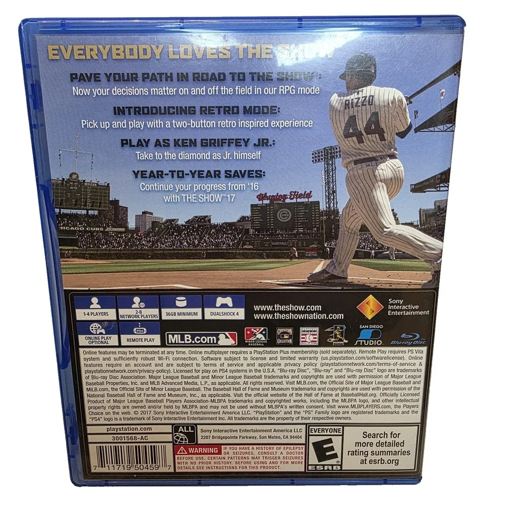 MLB The Show 17 PS4, Rated E, Griffey Baseball Simulation Multiplayer Tested CIB